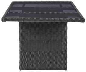 Set da pranzo da giardino 7 pz in polyrattan nero