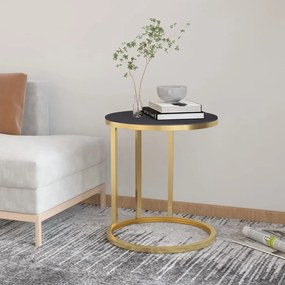 Tavolino Oro E Nero 45 Cm İn Vetro Temperato /