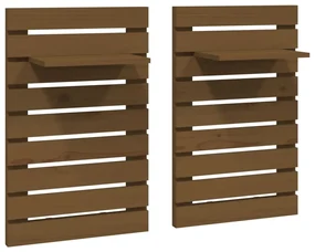 Mensole da letto a parete 2 pz miele legno massello di pino