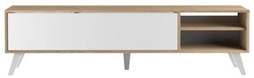 Tavolo TV in rovere decorato in bianco e naturale 165x43 cm Prism - TemaHome