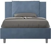 Letto Singolo rivestito in Microfibra - ANTEA Dimensione Rete: 100x190, Tipologia Letto: Senza Rete, Colore: Blu