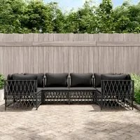 Set Salotto da Giardino 6 pz con Cuscini in Acciaio Antracite 3186919