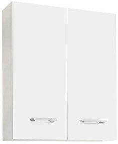Pensile doppio sospeso Bianco opaco con maniglie cromate 60x22xh71 cm