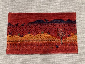 Loribaft Tappeto 80 x 50 Rosso (Iran) Annodato A Mano