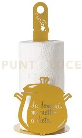 Porta rotolo da cucina "da domani mi metto a dieta" ocra