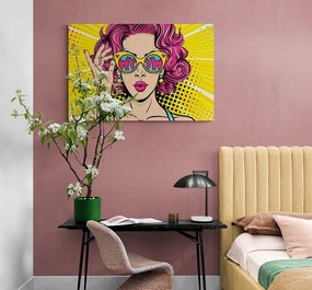 Stampa su tela – Donna con capelli rosa