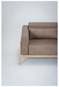 Divano in pelle di bufalo marrone chiaro con struttura in rovere massiccio, 180 cm Fawn - Gazzda