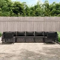 Set Divani da Giardino 7 pz con Cuscini Antracite in Acciaio 3186923