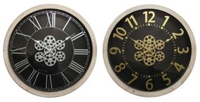 Orologio da Parete DKD Home Decor Cristallo Argentato Nero Dorato MDF Loft (68 x 8 x 68 cm) (2 Unità)