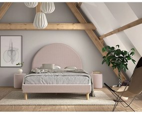 Letto singolo imbottito rosa con griglia 140x200 cm MOON - Vipack