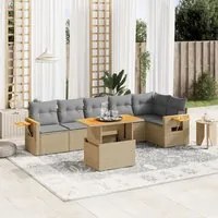 Set Divani da Giardino 7 pz con Cuscini Beige in Polyrattan 3273530