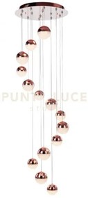 Atomo, lampada a sospensione, 14 luci rame, led 67,2w 4000lm 3000k ...
