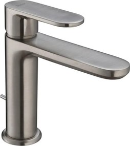 Rubinetto per lavabo a canna bassa getto laminare cristallino PLANO nichel satinato HUBER H 15.6 cm
