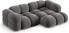 Divano angolare grigio (con penisola a destra/con chaise lounge) con rivestimento in velluto Loretto – Cosmopolitan Design