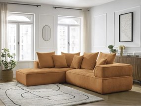 Divano angolare color senape (penisola a sinistra/a L) con rivestimento in ciniglia Whesley – Bobochic Paris