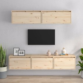 Set Mobile Tv 5 Pz İn Legno Massello Di Pino /
