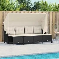 Set Divani da Giardino 5 pz con Cuscini in Polyrattan Nero 3261539