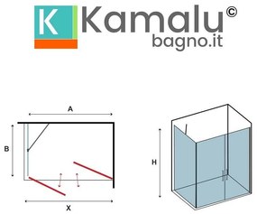 Kamalu - box doccia 70x105 apertura saloon vetro fumé altezza 200h | ks2800af