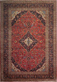 Kashan Tappeto 250x360 Blu (Iran) Annodato A Mano
