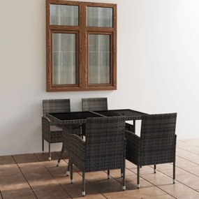 Set mobili da pranzo giardino 5 pz polyrattan antracite grigio