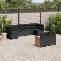 Set Divani da Giardino 9 pz con Cuscini Nero in Polyrattan 3227966