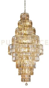 Lampadario empire 13lt - metallo ottone satinato e vetro champagne