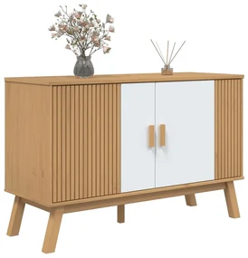 Credenza olden bianca e marrone 114x43x73,5 cm massello di pino