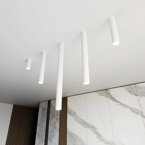 Plafoniera Moderna Faretto Tecno 1 Luce Acciaio Bianco 80 Cm