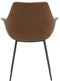 Set di sedie MIRASIERRA in similpelle marrone e gambe in metallo nero, con braccioli