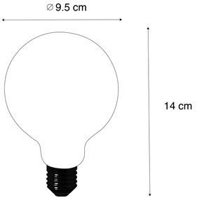 Set di 5 lampadine LED E27 G95 trasparente 2,2W 470lm 2700K