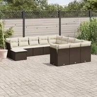 Set Divani da Giardino 12 pz con Cuscini Marrone in Polyrattan 3250472