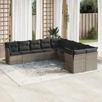 Set Divano da Giardino 10 pz con Cuscini Grigio in Polyrattancod mxl 113500