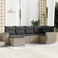 Set Divano da Giardino 6pz con Cuscini Grigio Chiaro Polyrattan 3253999