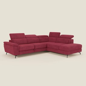 Estro Divano angolare estraibile - poggiatesta reclinabili in tessuto impermeabile T14 rosso