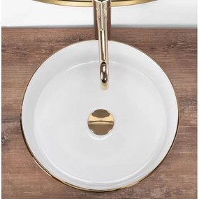 REA-U6630 - Lavabo da appoggio SAMI Ø 36 cm ceramica/bianco/oro spazzolato