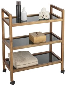 Scaffale per il bagno nero/di colore naturale in acacia massiccia 65x76,5 cm Fondi – Wenko