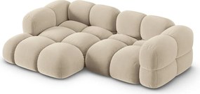 Divano angolare beige (con penisola a sinistra/con chaise lounge) con rivestimento in velluto Loretto – Cosmopolitan Design
