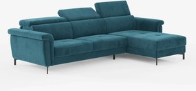 Capri Divano letto angolare con penisola contenitore e poggiatesta reclinabili - elegante tessuto smacchiabile T30