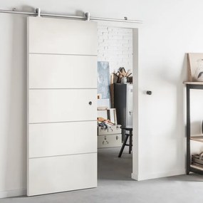 Porta scorrevole reversibile Fourlines in mdf bianco, L 93 x H 212 cm, con binario Ermes
