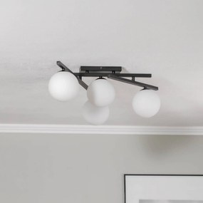 EMIBIG LIGHTING Plafoniera Smart, nero/opale, a 4 luci