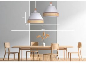 Duolla - Lampadario a sospensione con filo AVIGNON 2xE27/15W/230V bianco/rattan