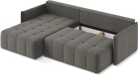 Divano angolare grigio scuro allungabile/con contenitore (con penisola a sinistra/con chaise lounge) Moku – Makamii