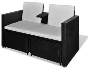 Set Divani da Giardino 4 pz con Cuscini in Polyrattan Nero