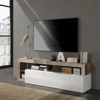 Porta TV Mogol 184x42x58H colore bianco lucido pero