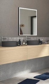 Specchio con illuminazione integrata bagno rettangolare SENSEA L 105 x H 90 x P 3.2 cm grigio / argento