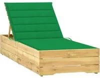 Lettino da Giardino con Cuscino Verde Legno di Pino Impregnato cod mxl 24067