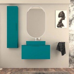 Mobile da bagno sotto lavabo BADEN HAUS Modula blu laccato opaco L 90 x H 43 x P 44 cm 2 cassetti, lavabo non incluso
