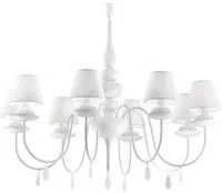 Lampadario Shabby Chic-Provenzale Blanche Metallo Bianco 8 Luci E14