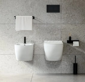 Linea Zeta small coppia sanitari sospesi vaso rimless e bidet ridotti con sedile rallentato bianco lucido