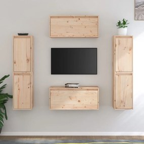 Mobili porta tv 6 pz in legno massello di pino